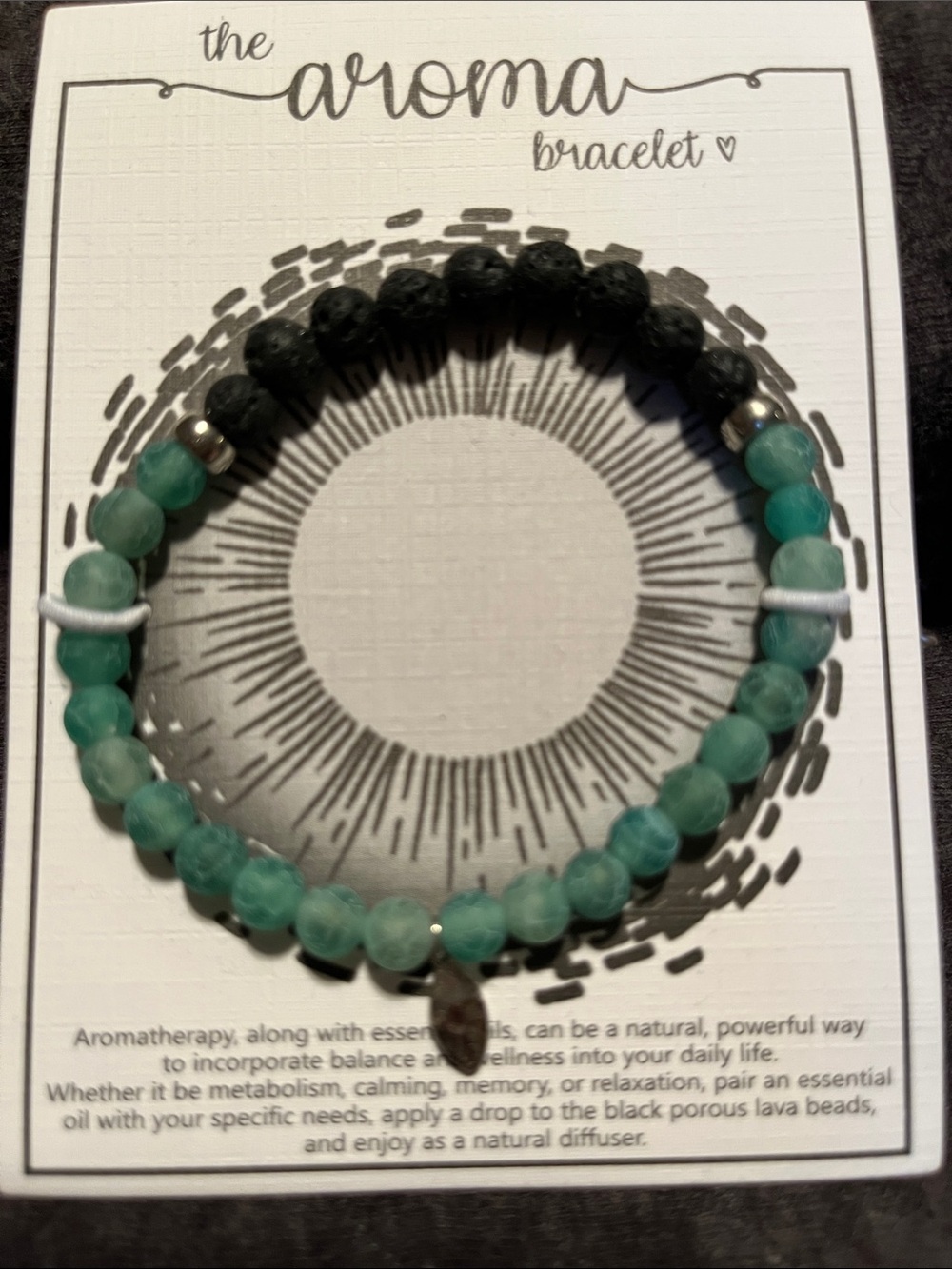 Mia and Tess Aroma Bracelet Green Lava & Bead Aromatherapy Bracelet